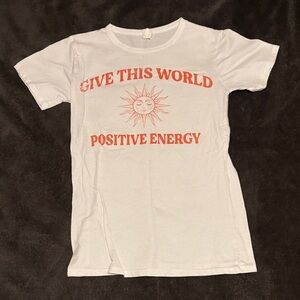 White T-Shirt with Orange Positive Energy Print